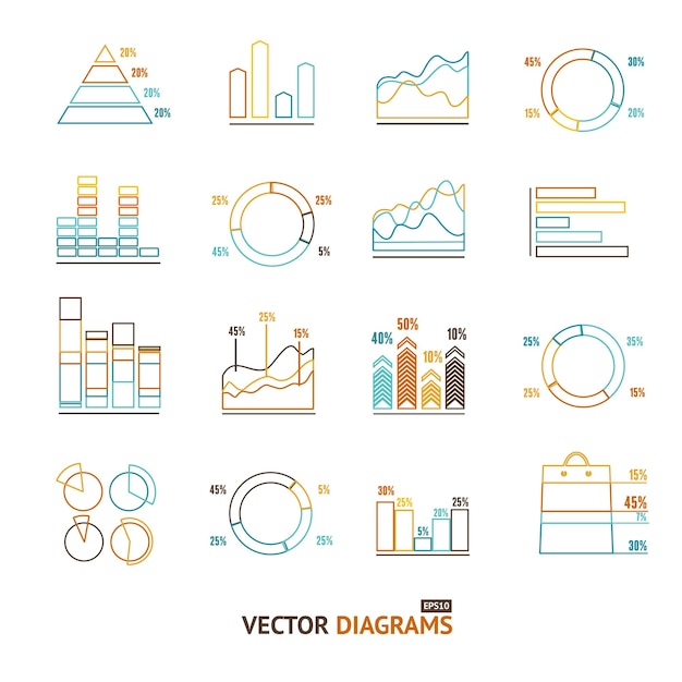 Premium Vector Infographic Outline Set Element Graph And Charts Diagrams Pixel Perfect Art