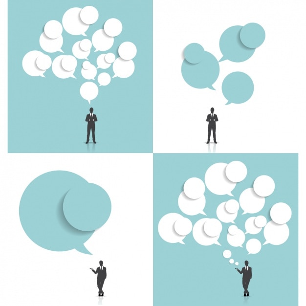 Infographic speech bubbles with\
businessman