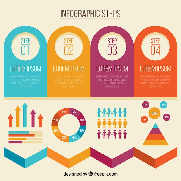 Infographic steps and variety of elements Vector | Free Download