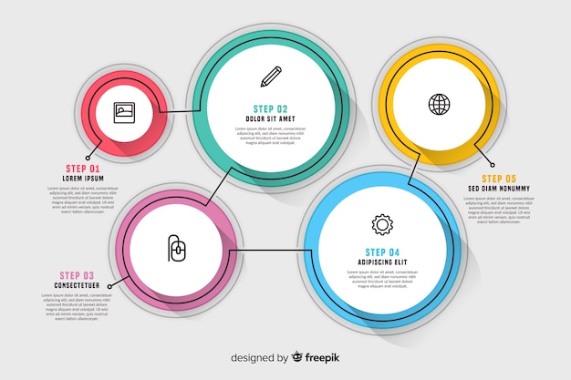 Infographic steps collection flat design Free Vector