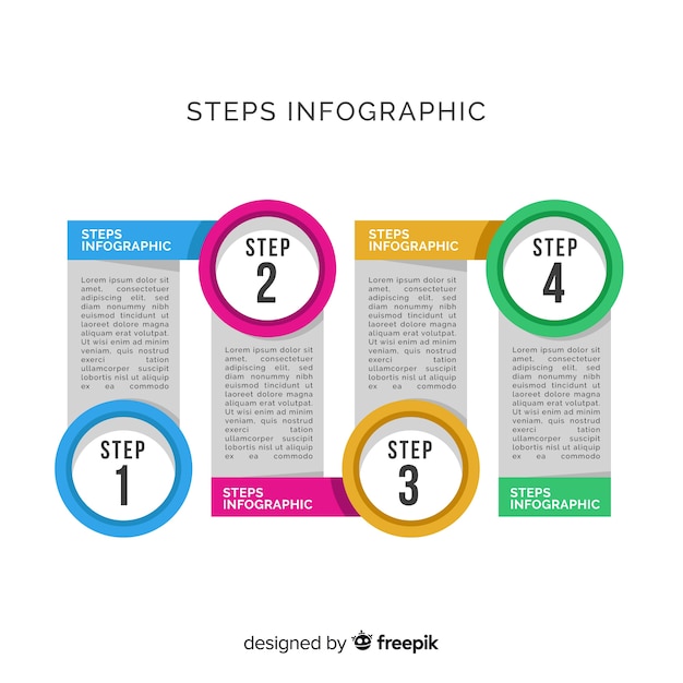 Infographic steps flat design template Free Vector