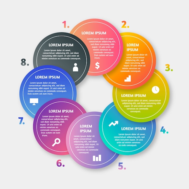 Infographic steps in gradient style Free Vector