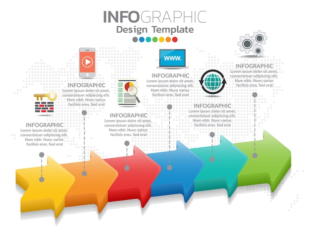 Premium Vector Infographic Template Design With 6 Color Options