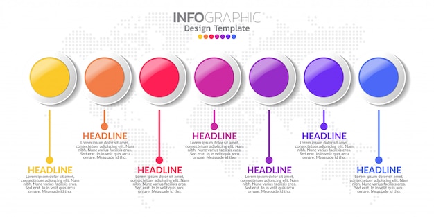 Infographic Template Design With 7 Color Options Premium Vector