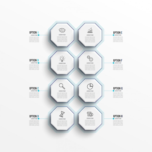 Infographic template with 3d paper label, integrated circles. Premium Vector