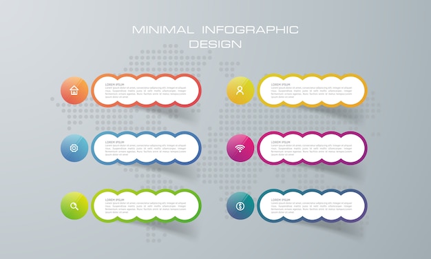 Infographic template with 6 options Premium Vector