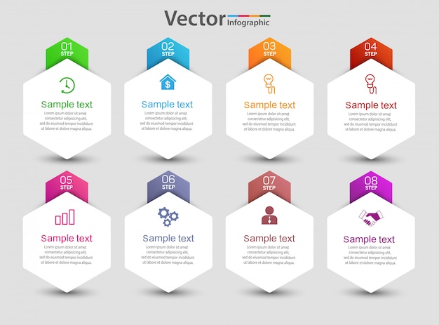 Premium Vector | Infographic Template With 8 Options