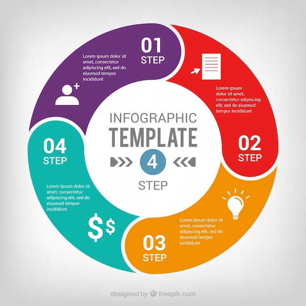 Infographic Template With Colored Phases Vector Free Download 6788