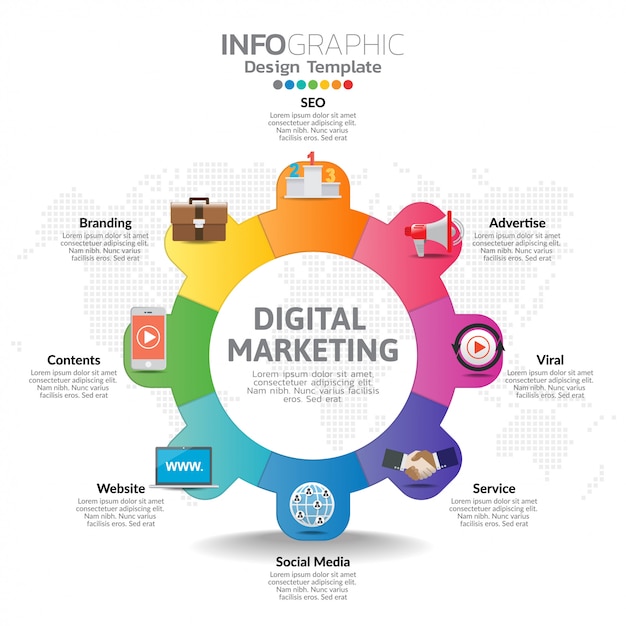 Download Free Infographic Template With Digital Marketing Icons Premium Vector Use our free logo maker to create a logo and build your brand. Put your logo on business cards, promotional products, or your website for brand visibility.