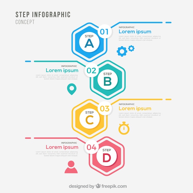 infographic template with steps vector free download