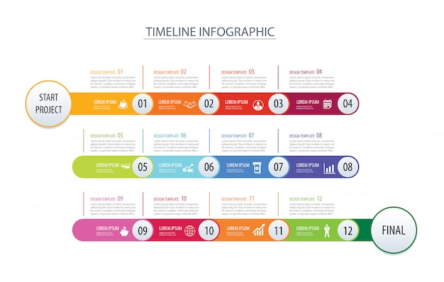 Infographic timeline 1 year template business concept arrows. | Premium ...