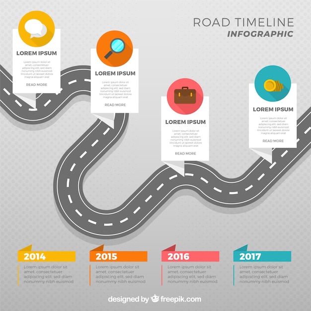 Infographic timeline concept with road Vector | Free Download