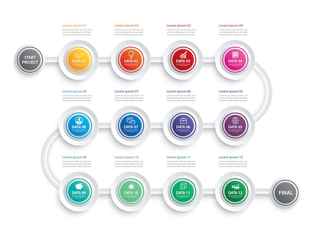 Infographic timeline data template business concept Premium Vector
