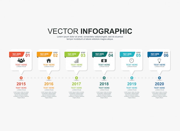 Infographic timeline process chart template Premium Vector