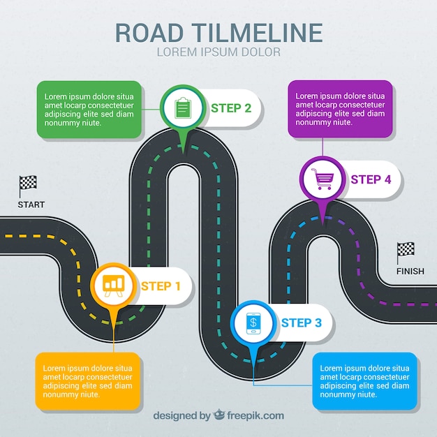 Infographic timeline with road concept | Free Vector