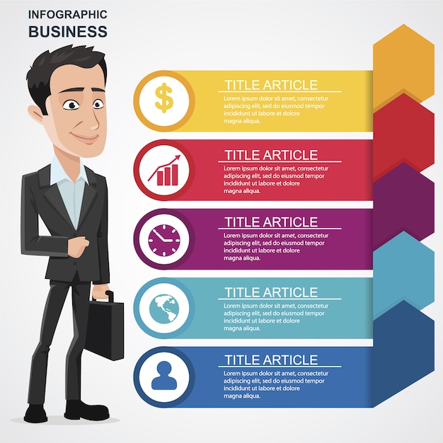 Infographic with businessman character