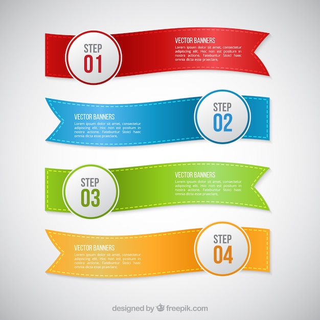 Download Free Vector | Infographic with ribbon banners