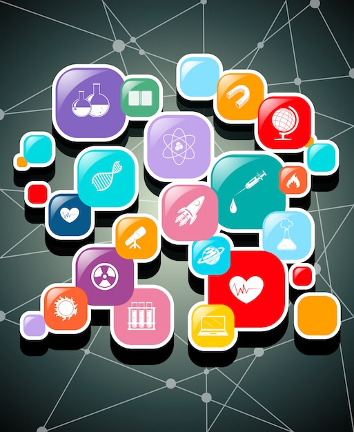 Infographic with science and technology symbols Free Vector
