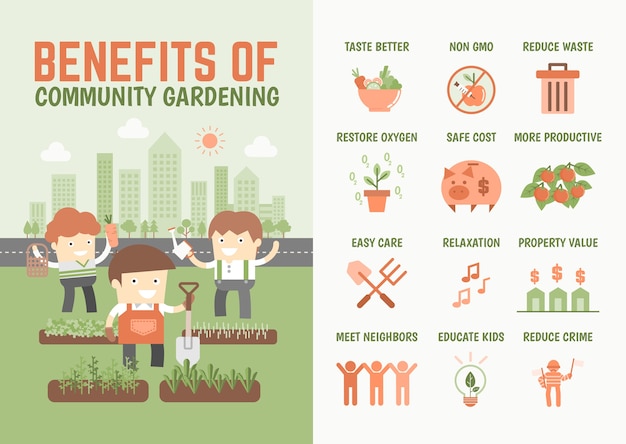 Premium Vector Infographics About Benefits Of Community Gardening 8325