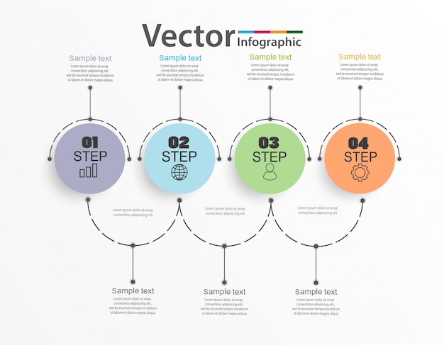 Infographics design template, outline concept with 4 steps or options Premium Vector