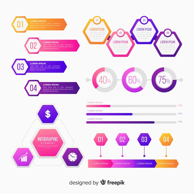 Infographics element collectio Free Vector