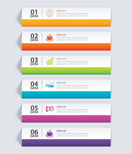 Premium Vector Infographics Tab Paper Index With 6 Data Template