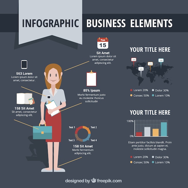 Infographics with business woman