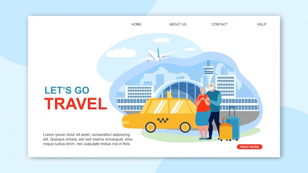 Informational flyer is written lets go travel. Premium Vector