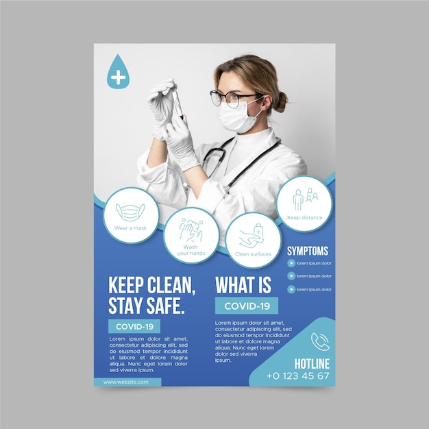 Premium Vector Informative coronavirus flyer template Premium Vector Informative coronavirus flyer template