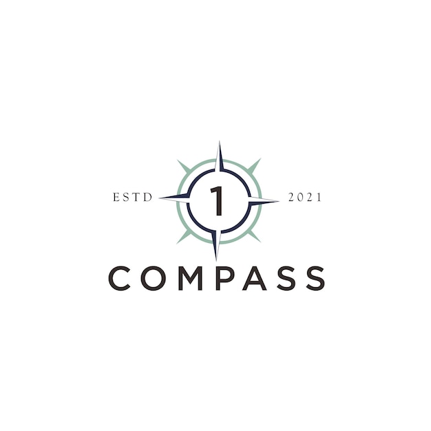 Premium Vector | Initial 1 Compass Logo Designs