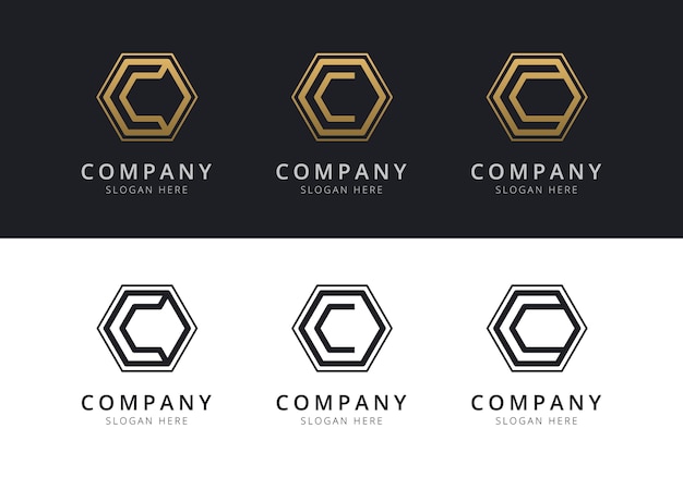 Premium Vector Initial C Logo Inside Hexagon Shape In Gold And Black Color