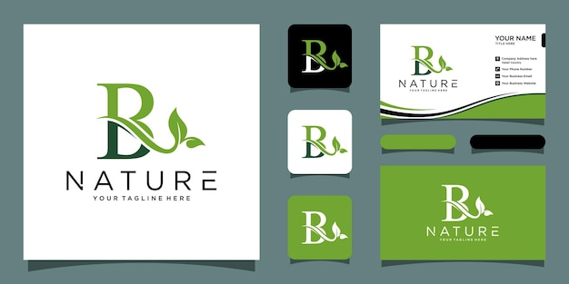 Premium Vector | Initial Letter B With Leaf Luxury Logo. Green Leaf ...