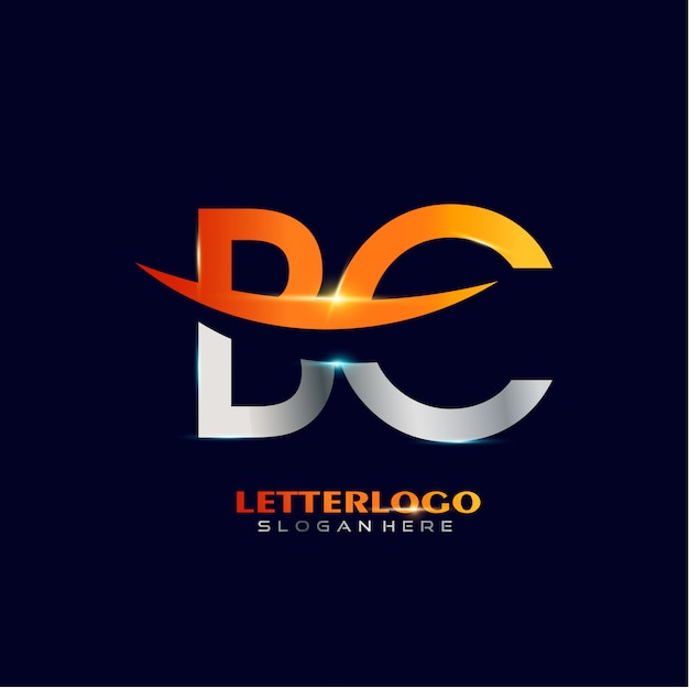 Initial letter bc logotype with swoosh design for company and business