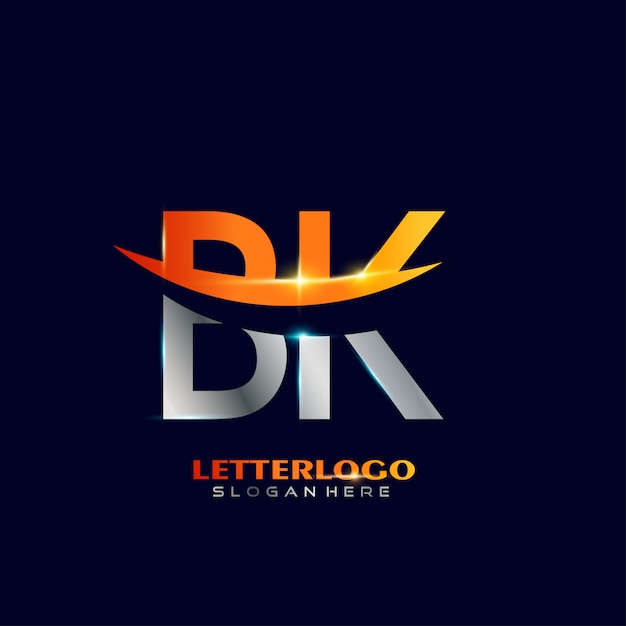 Premium Vector | Initial Letter Bk Logotype With Swoosh Design For ...