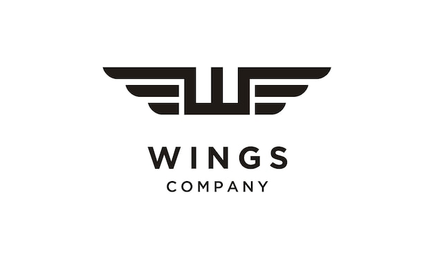 Initial / monogram w with wings logo design | Premium Vector