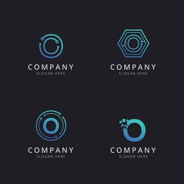 Premium Vector | Initial o logo with technology elements in blue color