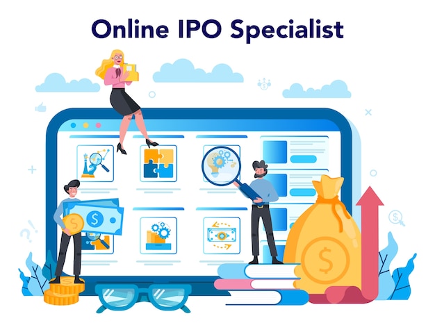 Initial public offerings specialist online service or platform Premium Vector
