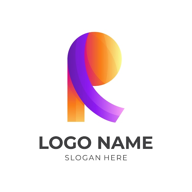 Premium Vector | Initial r logo concept with 3d purple and orange color ...