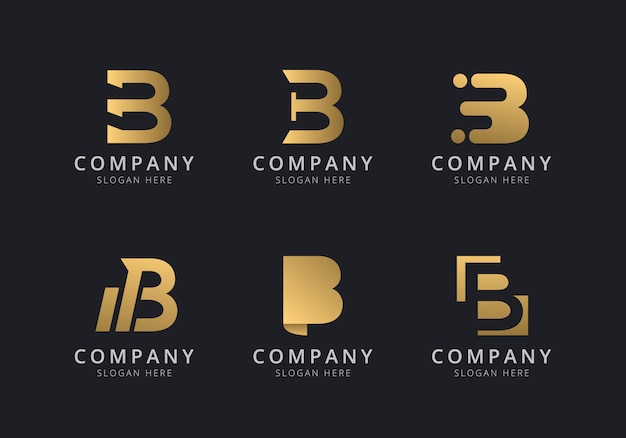 Initials B Logo Template With A Golden Style Color For The Company ...