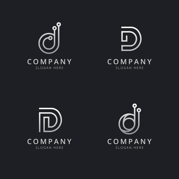 Download Initials d line monogram logo template with a silver style color for the company | Premium Vector