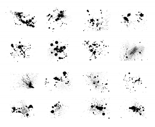 Premium Vector | Ink blots, splatter drops set