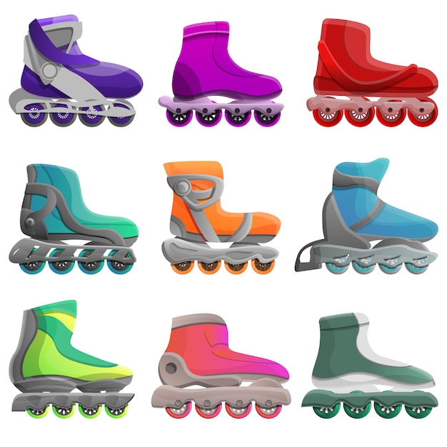 Premium Vector | Inline skates set, cartoon style