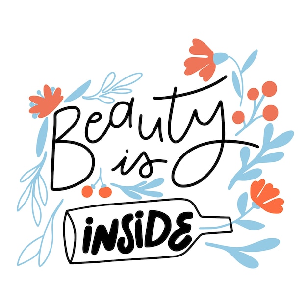 Inner beauty lettering with flowers Vector | Free Download