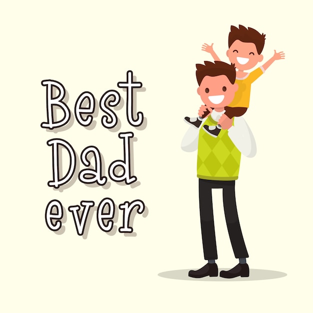 Download Inscription best dad ever greeting card | Premium Vector