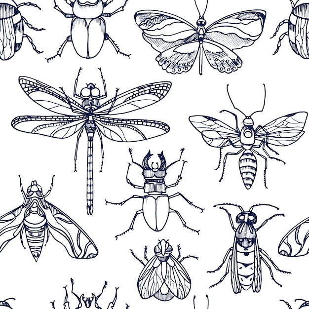 Premium Vector Insect seamless pattern