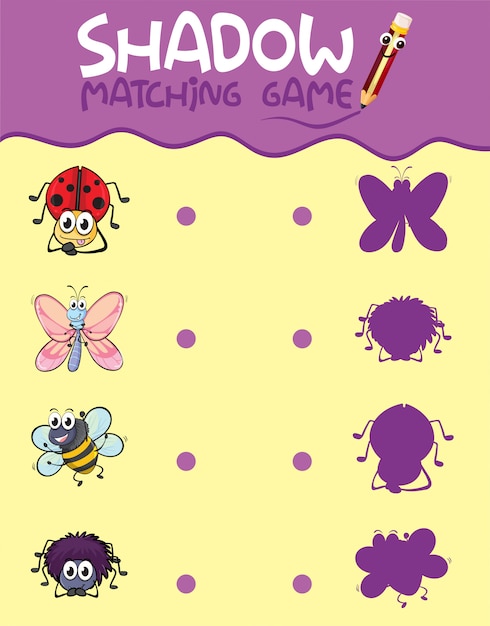 Insect shadow matching game template