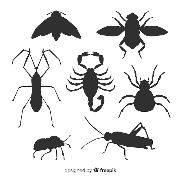 Free Vector | Insect silhouette pack