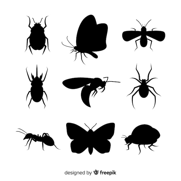 Free Vector | Insect silhouette pack