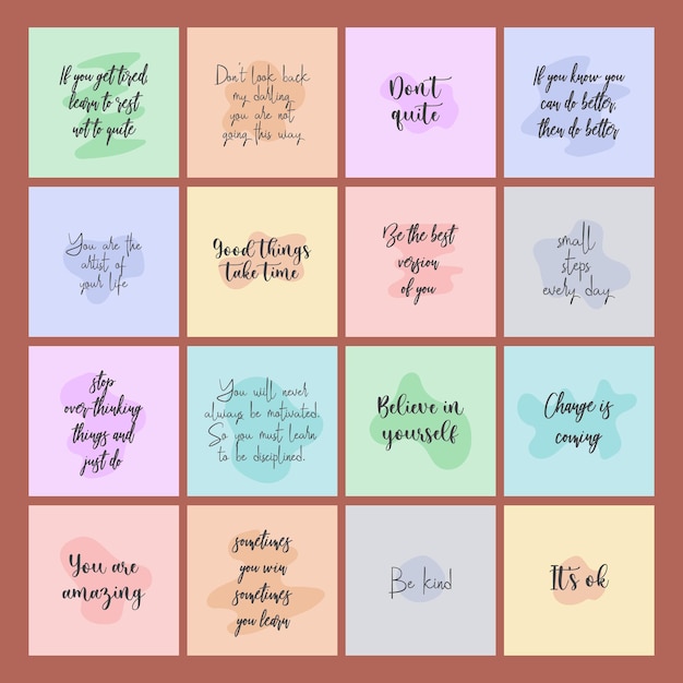 Premium Vector | Inspirational decorative phrases set. light pastel colors