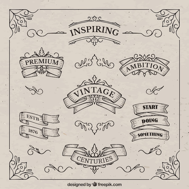 Premium Vector Inspiring Vintage Ribbons